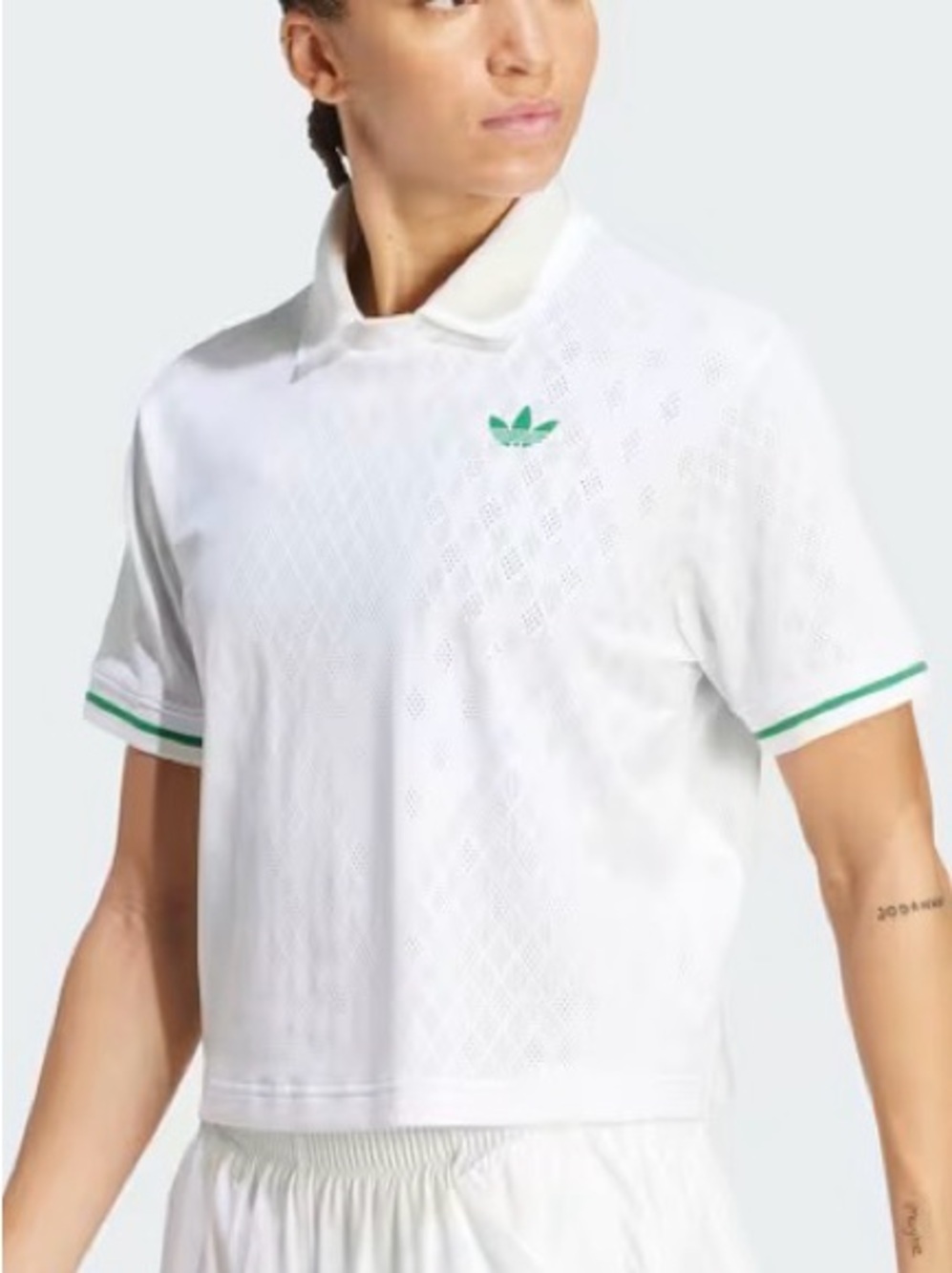 NWT New Adidas White Tennis Pro Polo Cropped Top Climacool Shirt Medium M